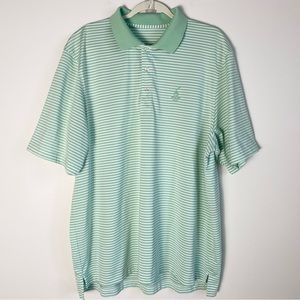 Vineyard Vines Polo Shirt Green White Stripe Size XL X-Large Quick Dry Golf